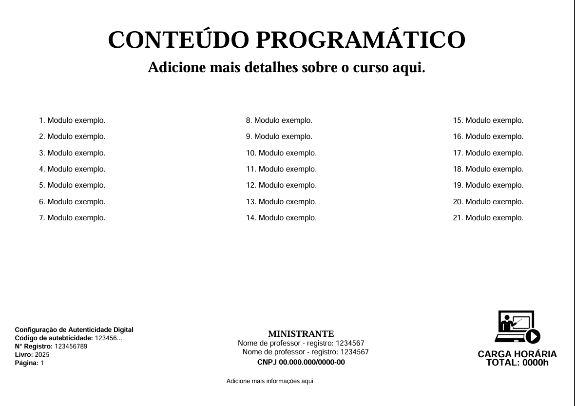 Verso do Certificado
