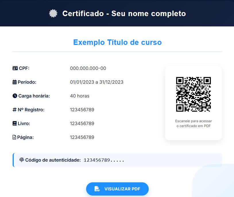 Como baixar seu certificado em PDF